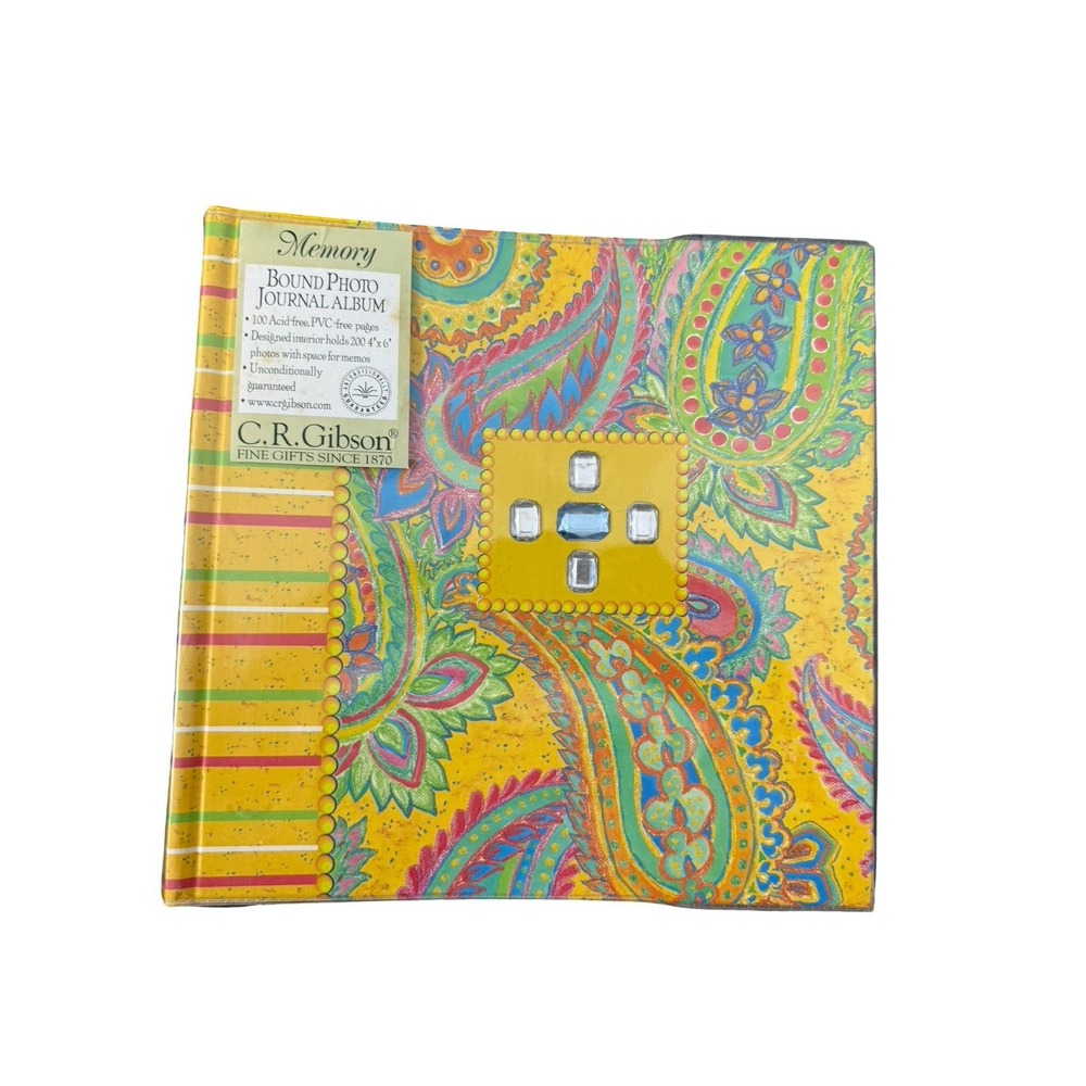 vintage c.r. Gibson bound photo journal album multi color paisley new